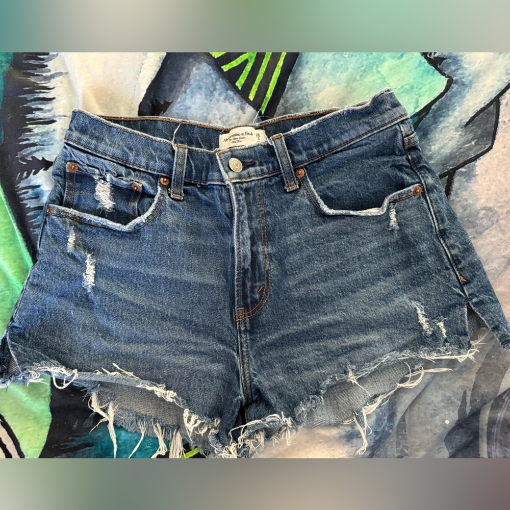 Abercrombie Blue Distressed Denim Cut Off Shorts